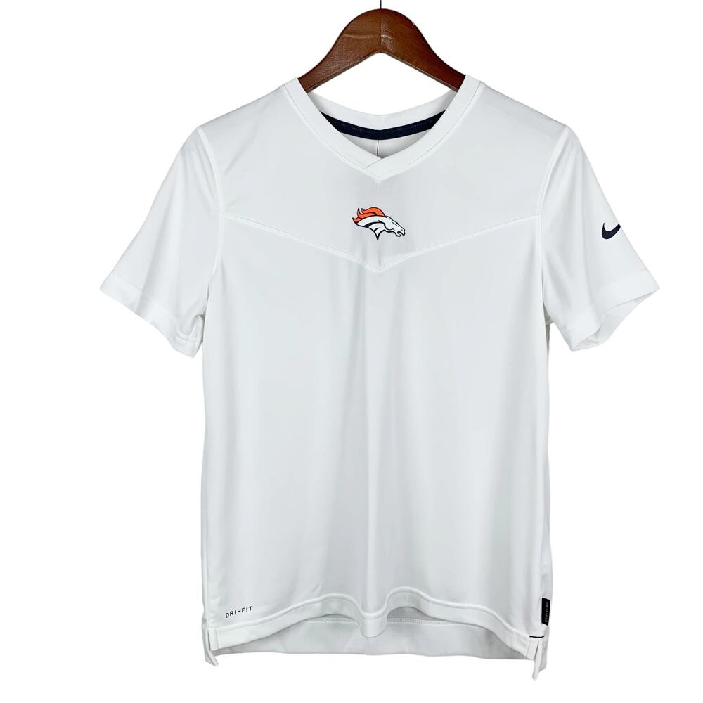 New NFL Nike On Field Denver Broncos Short Sleeve Shirt White T-shirt Women's M
